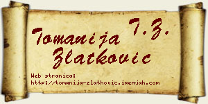 Tomanija Zlatković vizit kartica